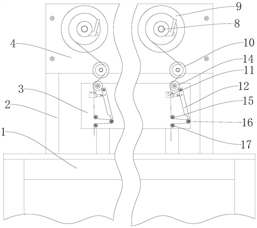 A tensioning device for a frameless microcoil winding machine