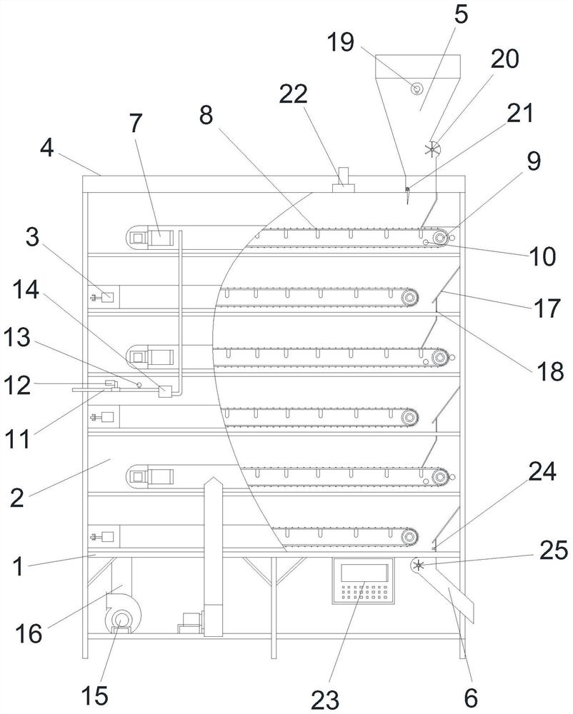 Multi-layer reciprocating chain belt type bran steaming machine