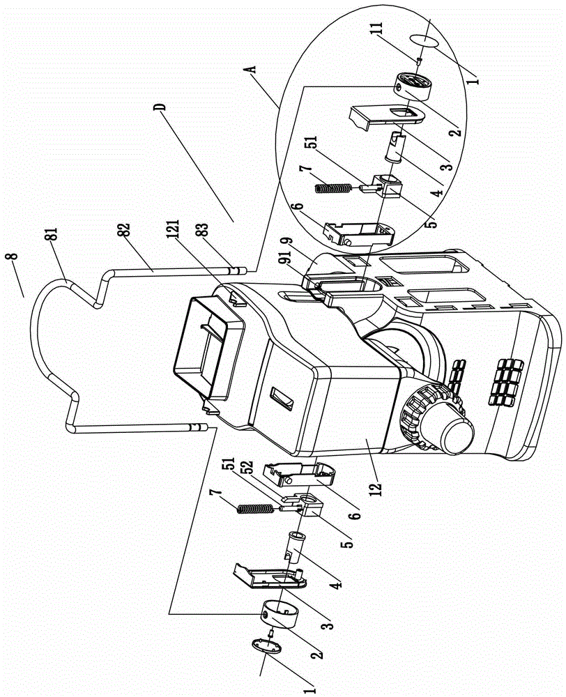 A noodle machine with a safety switch