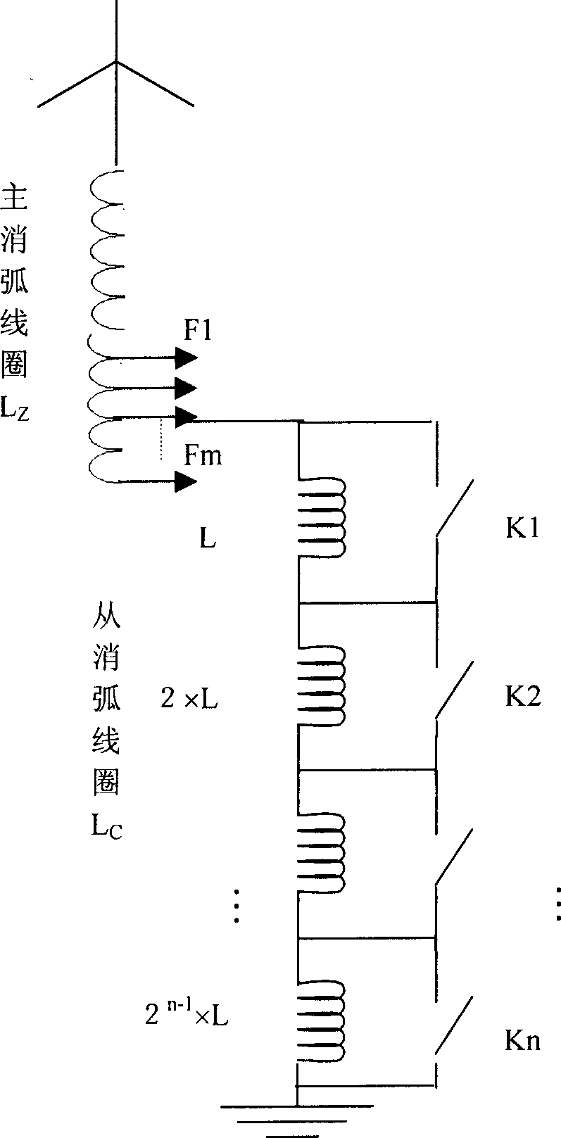 Master-slave trimming resistance type arc suppression coil