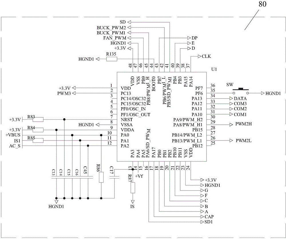Intelligent half-bridge sine-wave voltage switching circuit based on PFC and LLC resonance