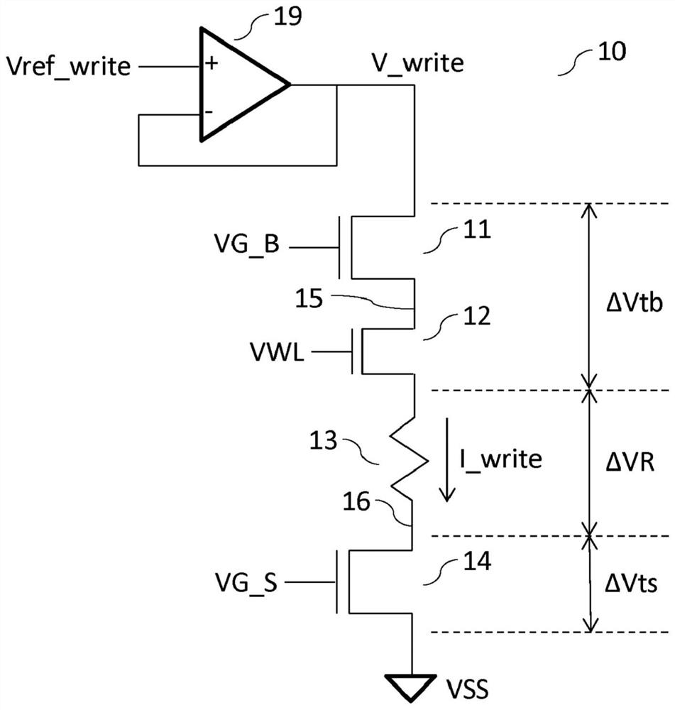 Quasi-constant voltage drop self-suspending writing method and circuit of resistive memory cell