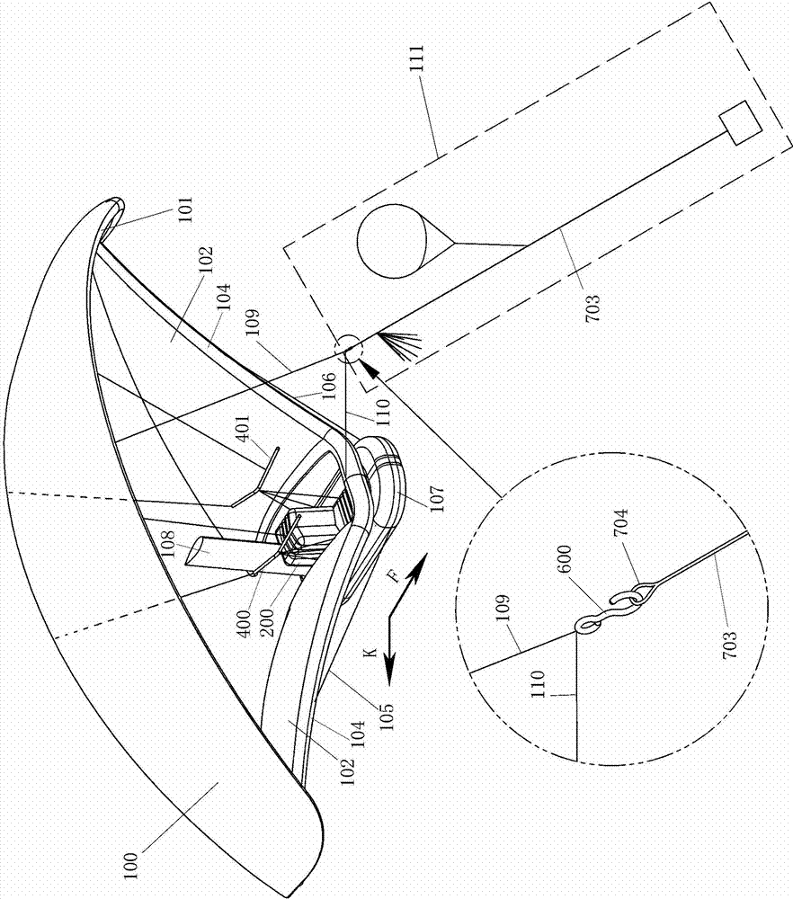 Controlled kite and flying method thereof