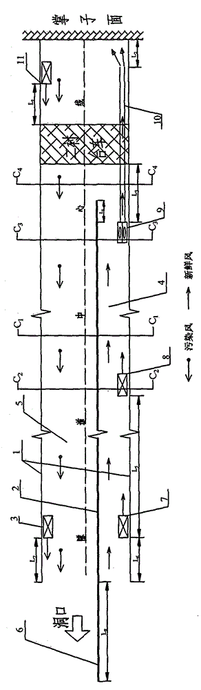 Ventilation system and ventilation method for single-cavern large-section extra-long tunnel construction