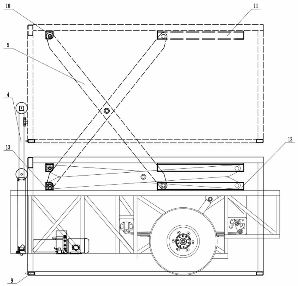 Chassis device capable of lifting warehouse and truck