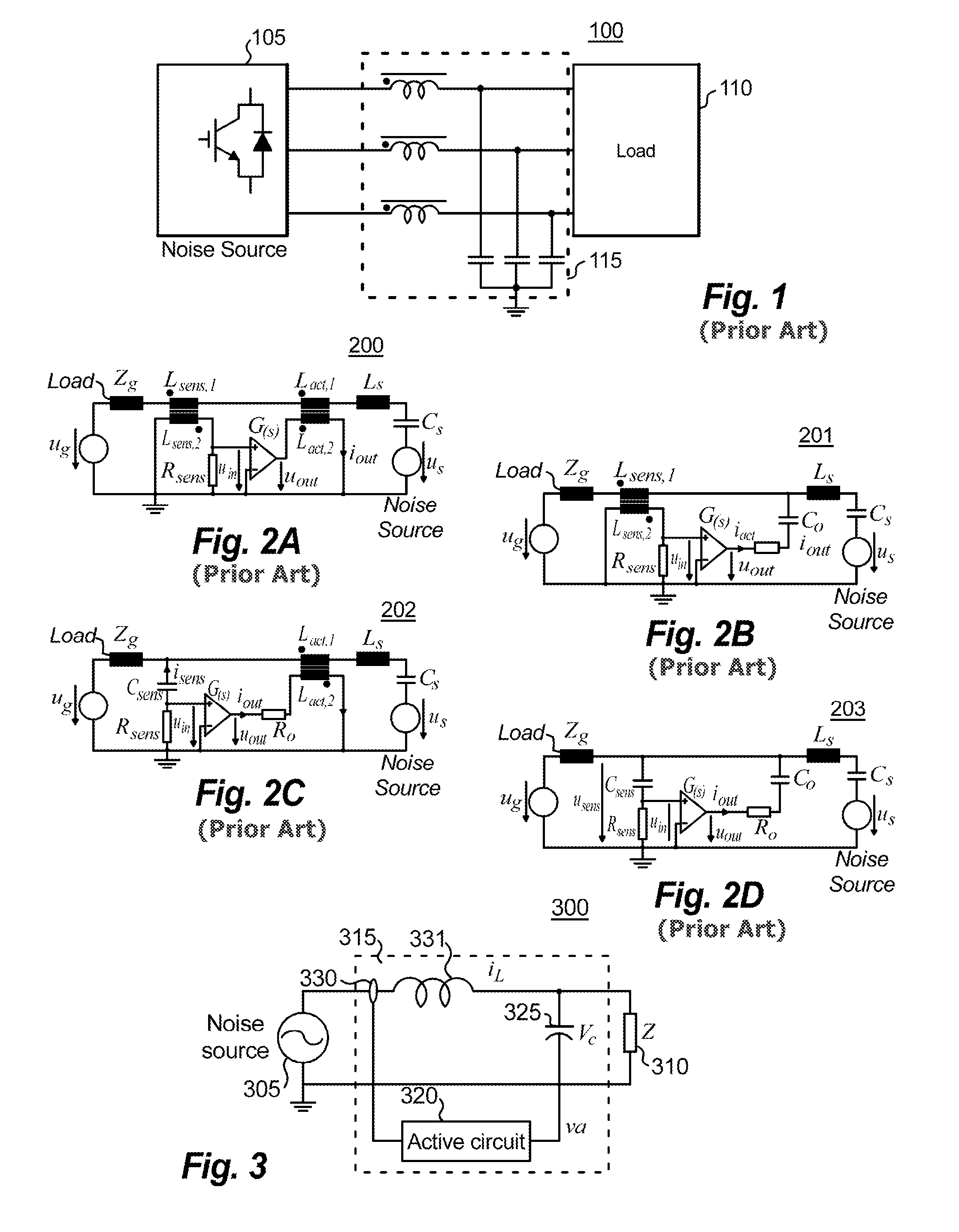 Feed forward active EMI filters