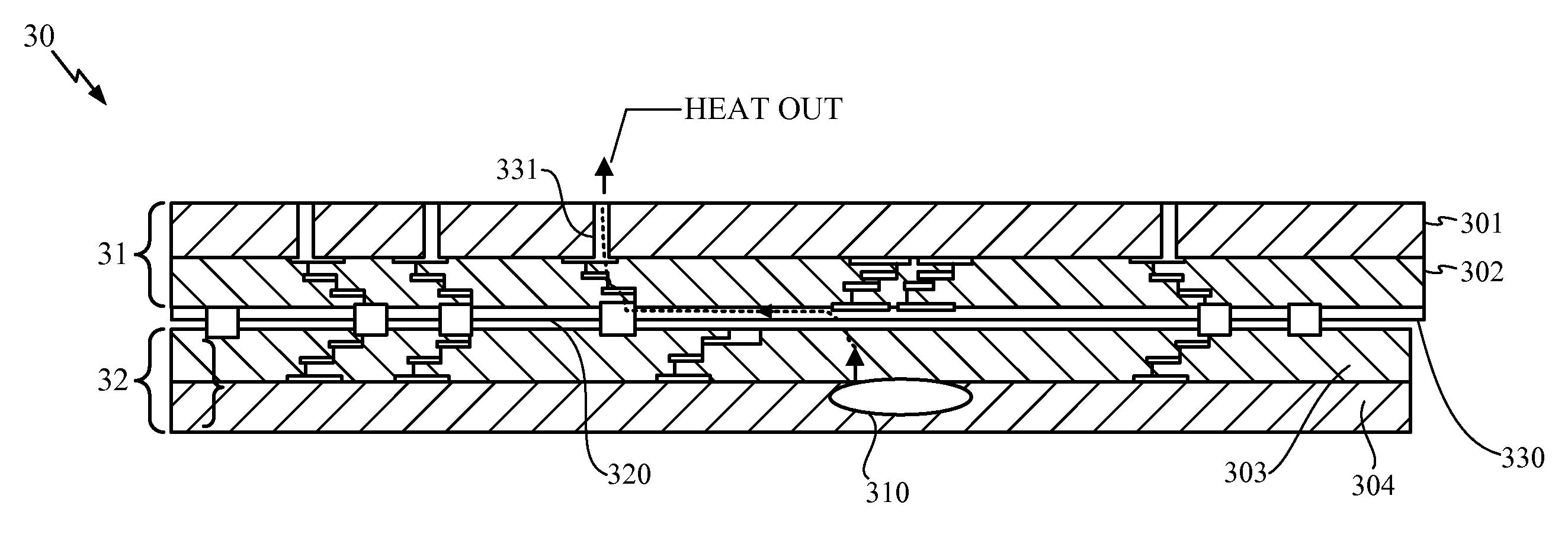 3-D Integrated Circuit Lateral Heat Dissipation