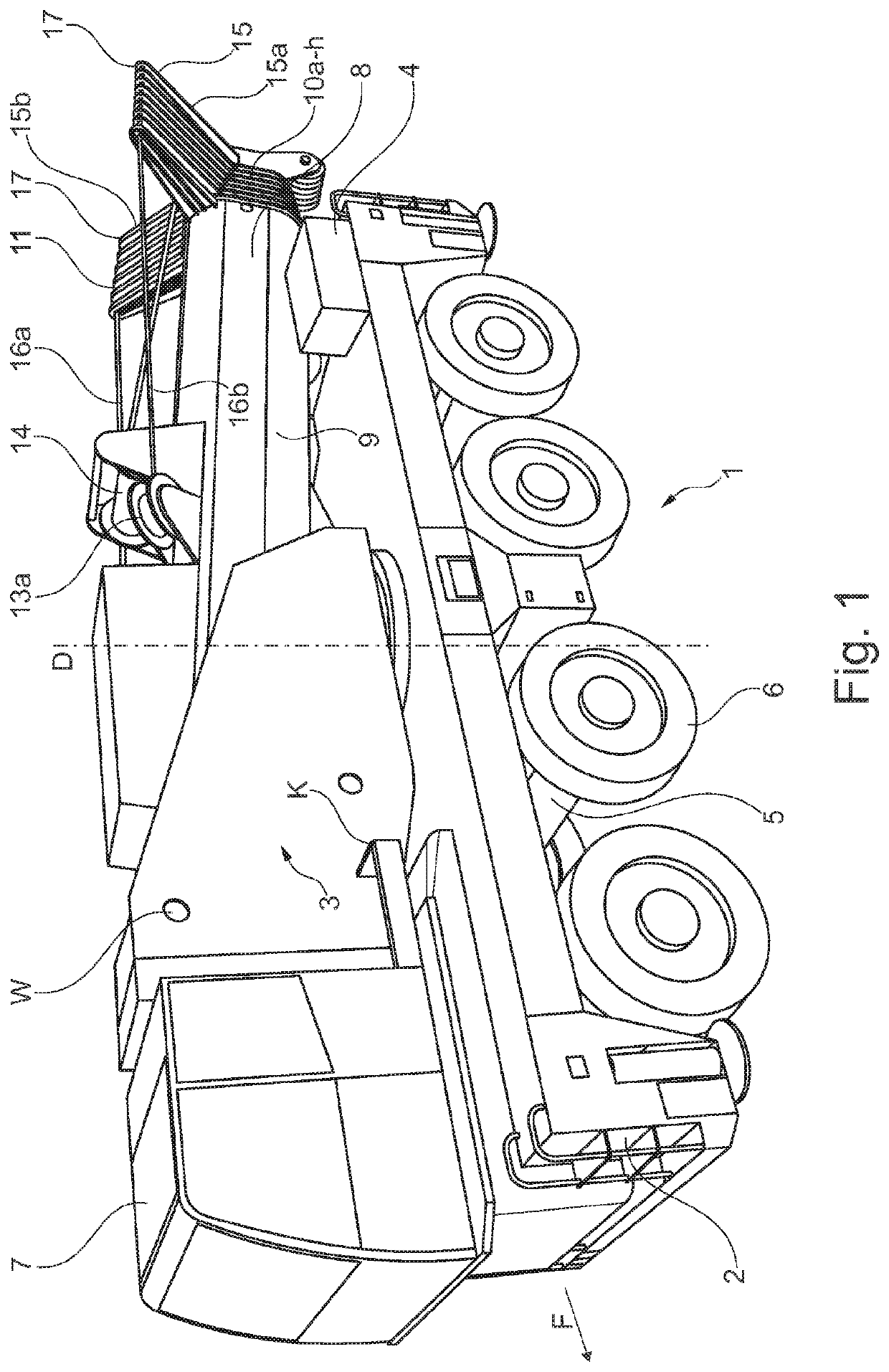 Telescoping jib comprising a guying system for a mobile crane and guying method therefor