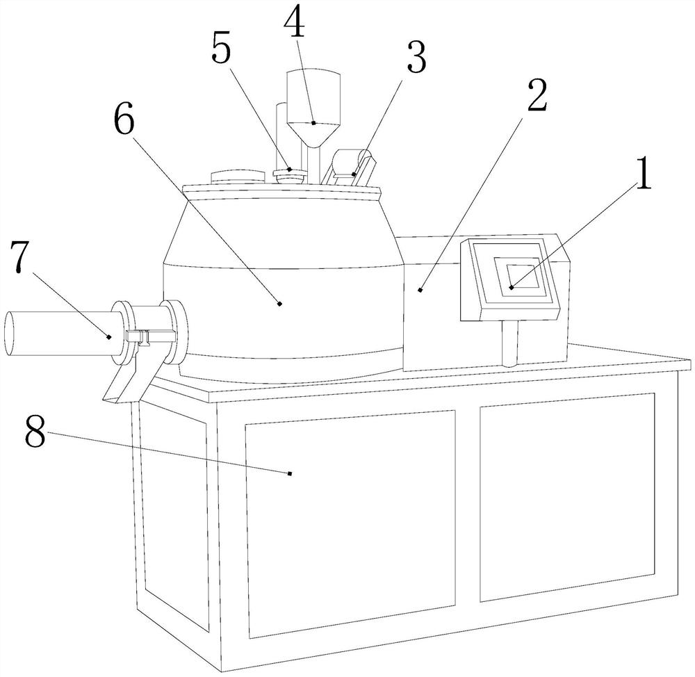 A plastic granulator with three-dimensional movement of the club at the outlet end of the plastic granules against the angular velocity of the roller