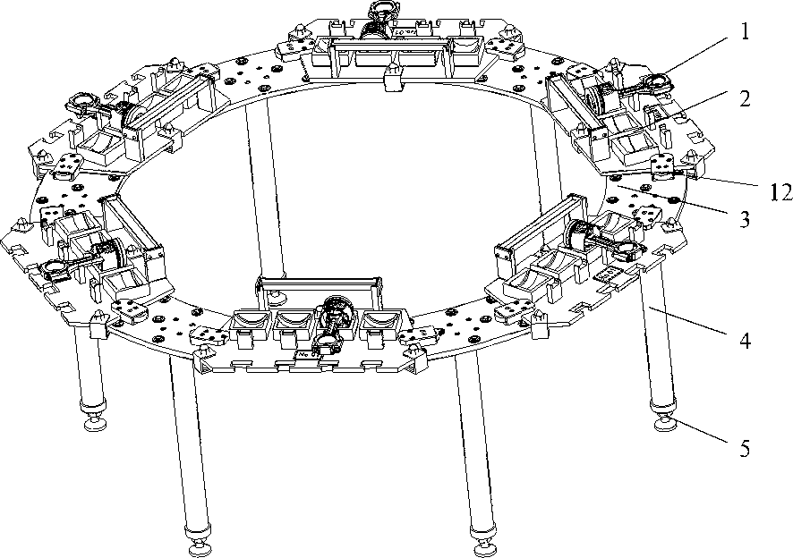 Annular workbench for split charging of pistons and connecting rods of engine