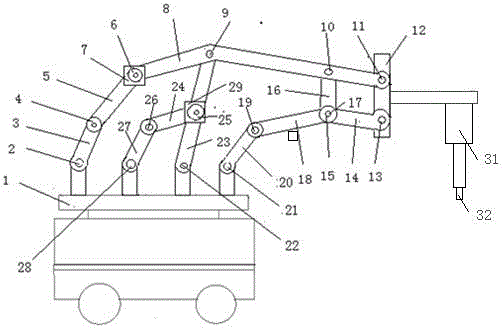 Servo driving connection rod type variable degree-of-movement mechanism for oxygen-acetylene cutting machine