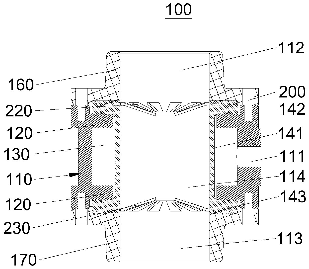 Inward-expansion-type flexible pressure valve