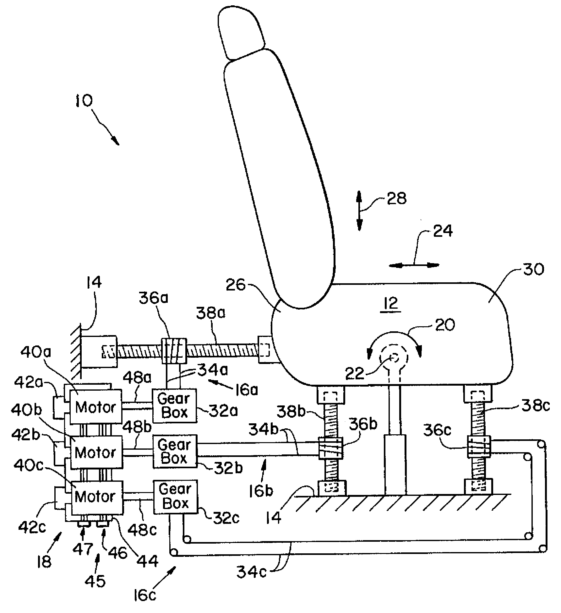 Automotive power seat motor arrangement including a monolithic frame