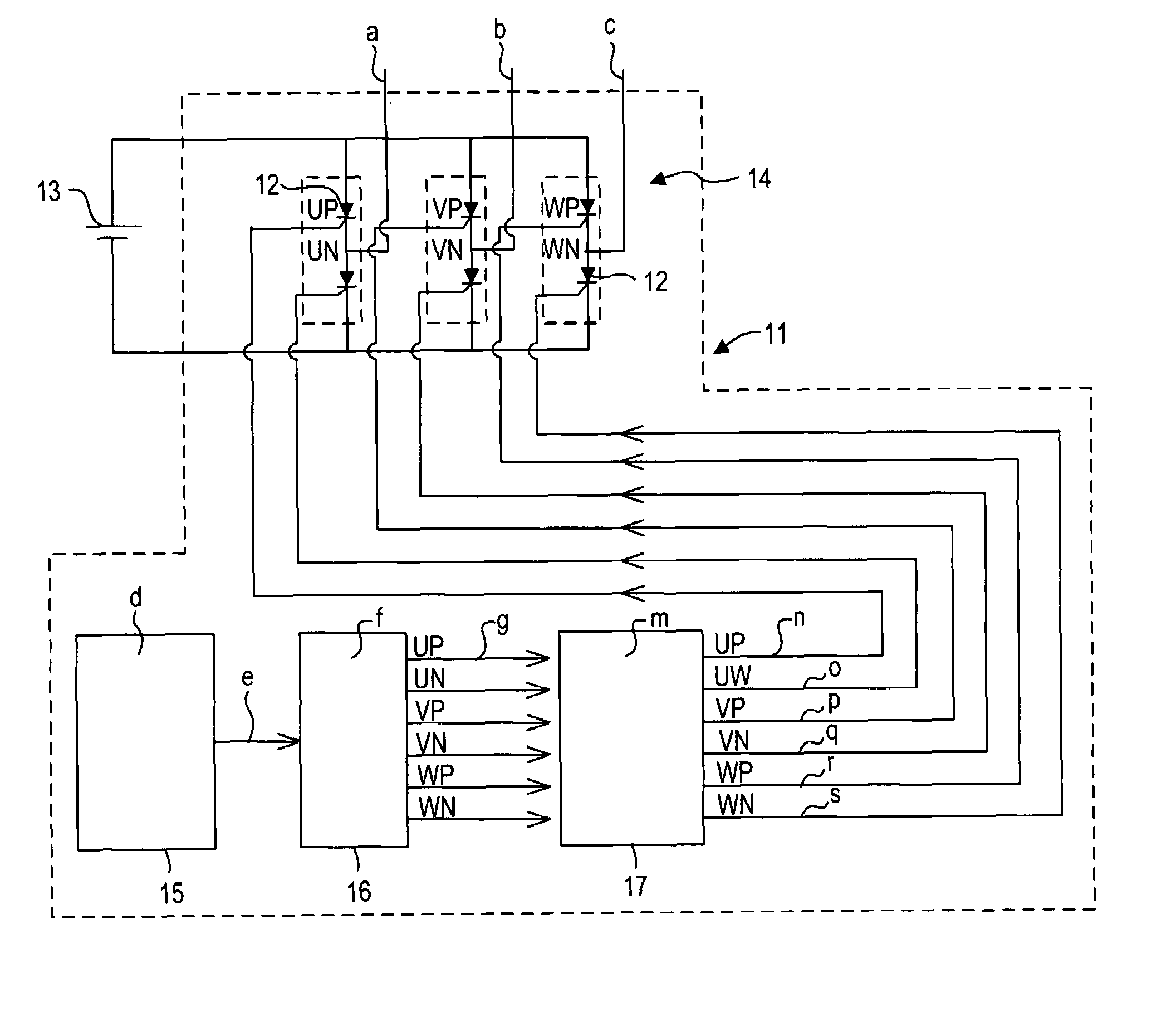 Inverter apparatus comprising switching elements