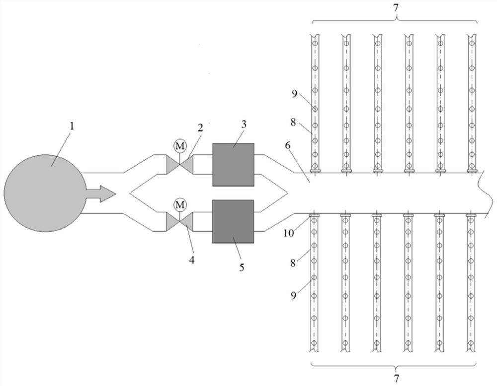 Uniform-section pipe parallel jet type canopy heating and loading test bed