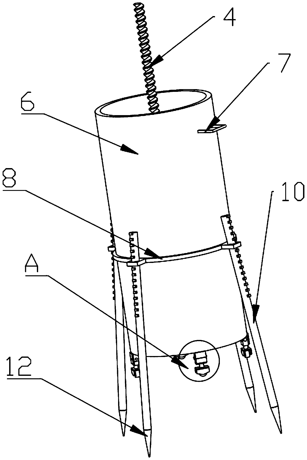 Soil loosening device suitable for planting trees in special-shaped mountain landforms