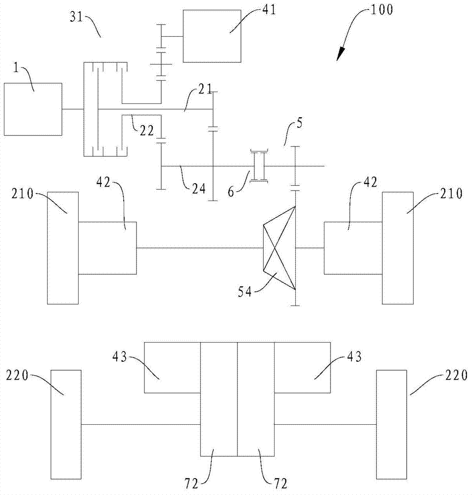 Vehicle power transmission system and vehicle comprising same
