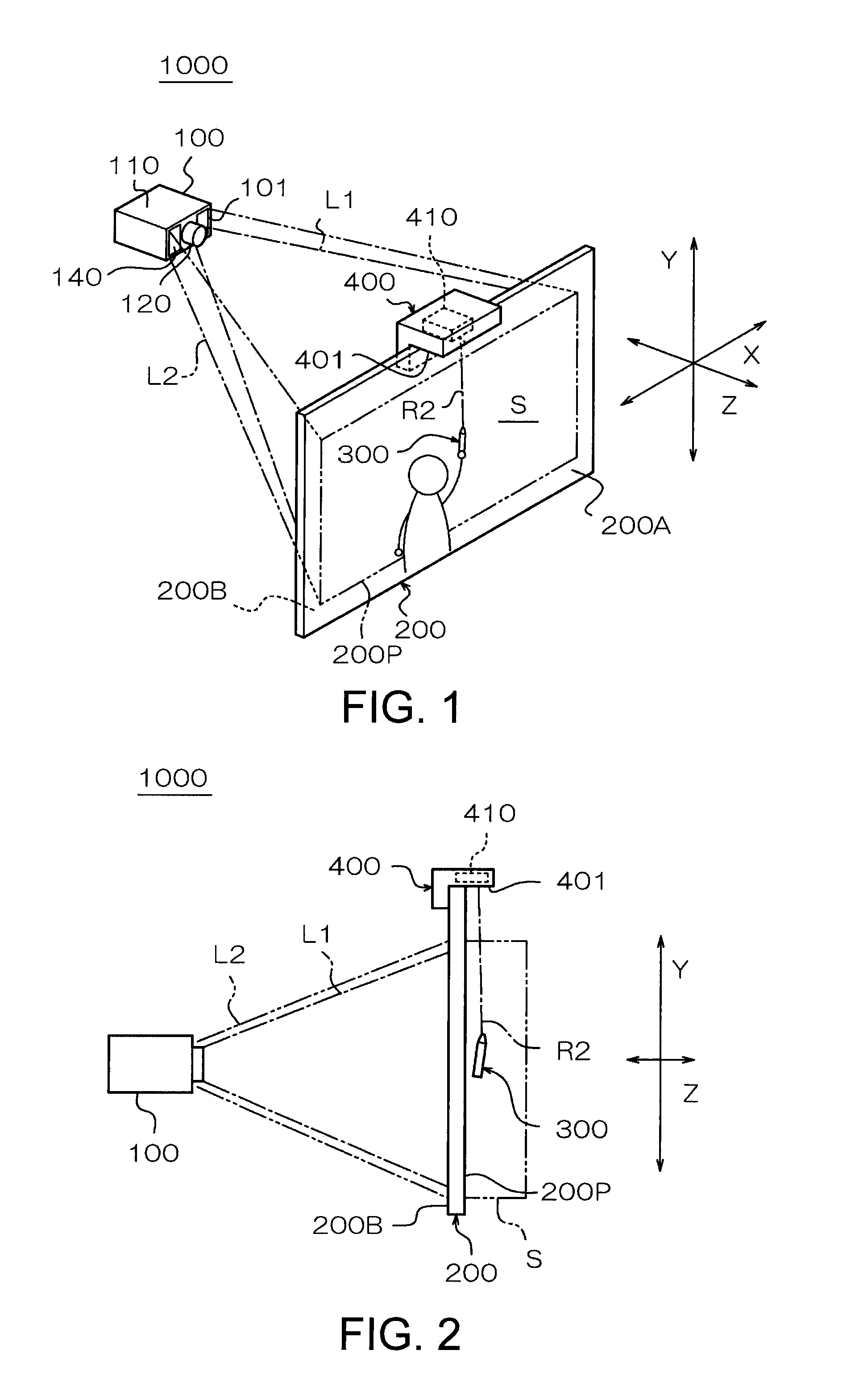Optical position detection device and projection display device