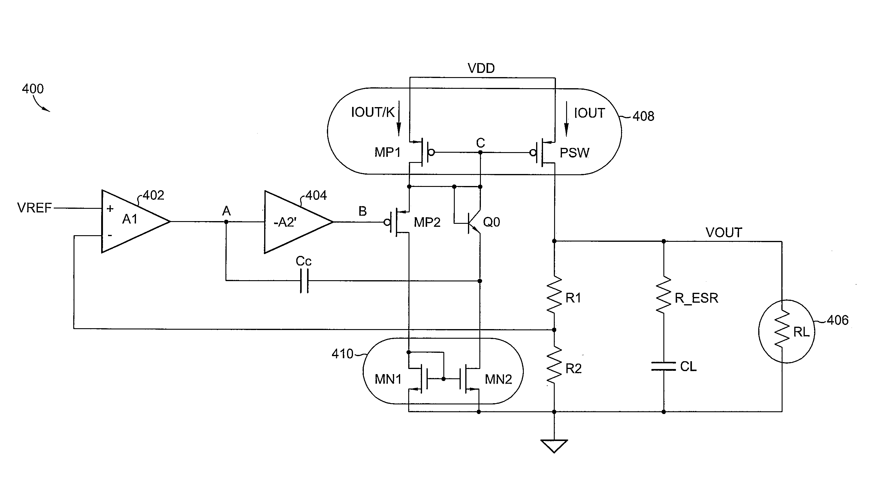 Adaptive miller compensated voltage regulator