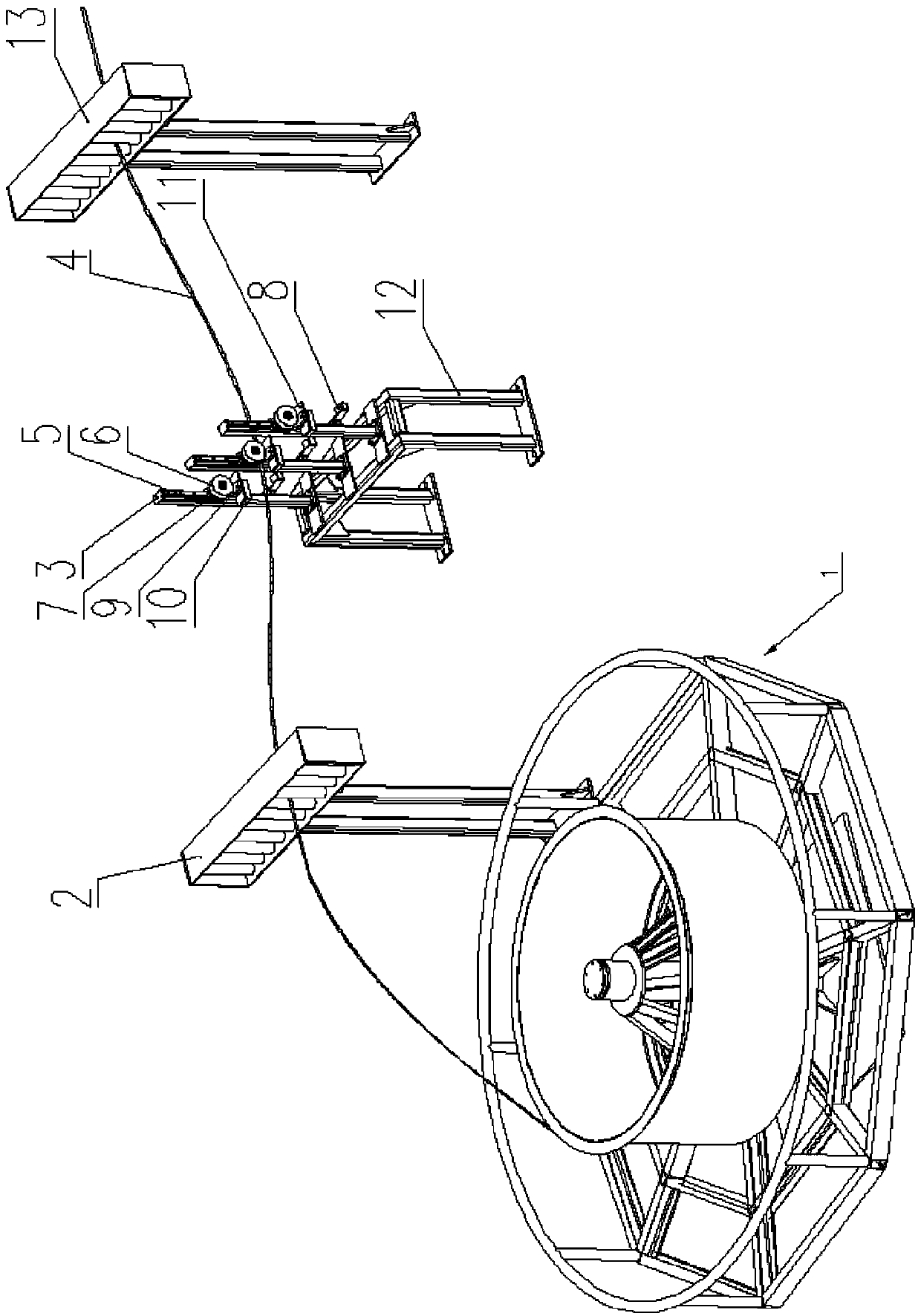 Intelligent wire releasing device for steel cable stranding