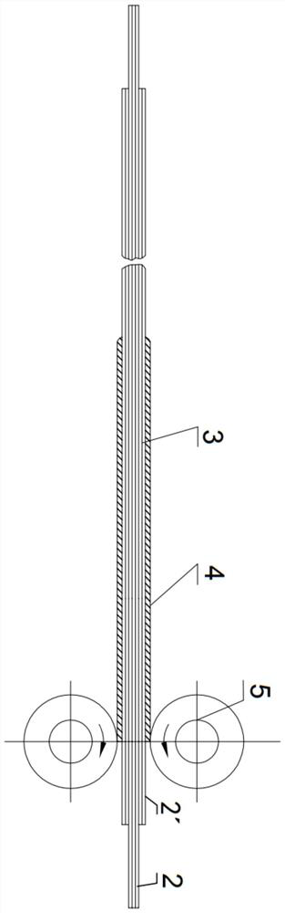 Bundled steel wire core rod as well as metal pipe wall-reducing extension method and device