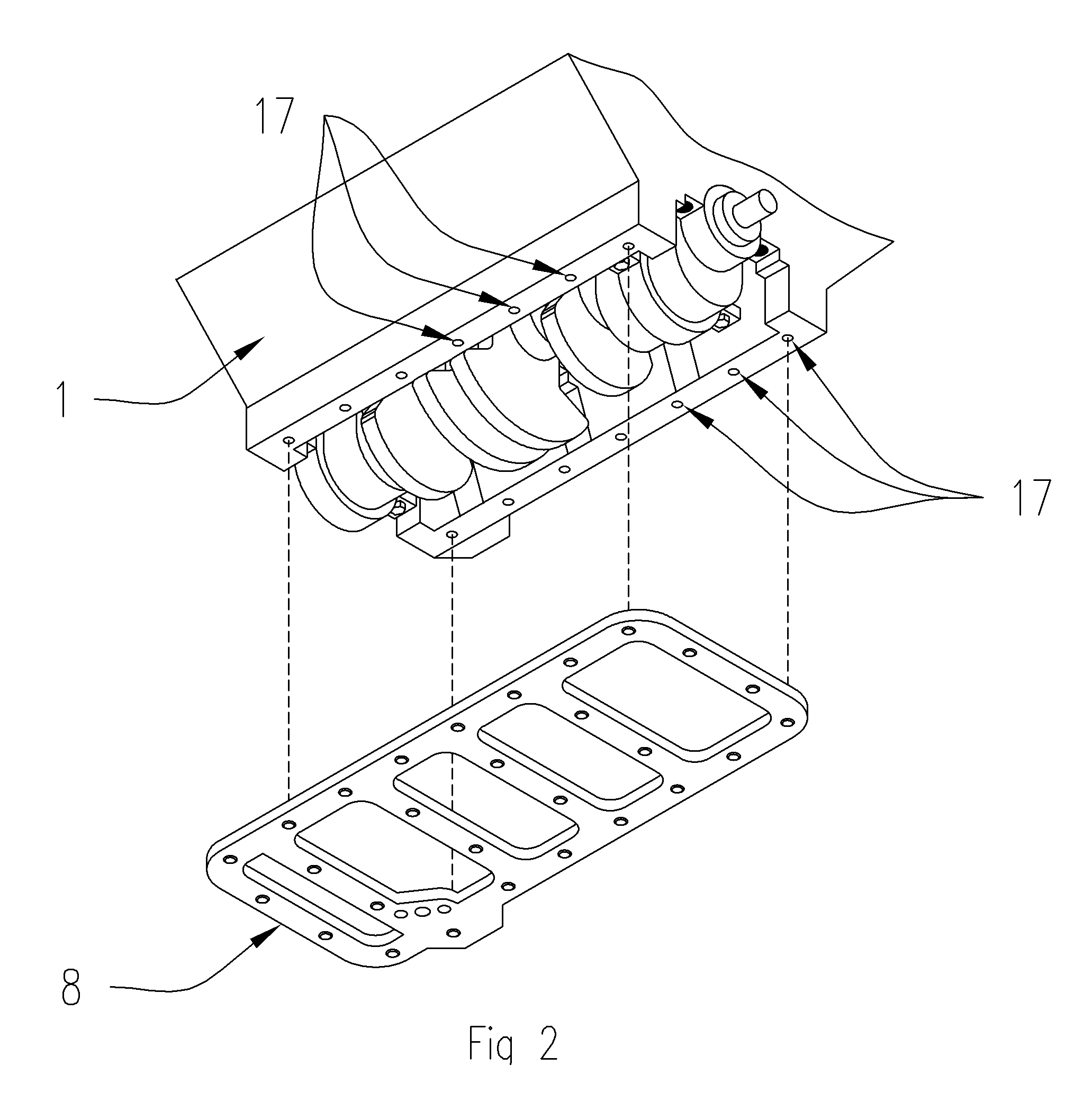 Internal support structure for an internal combustion engine