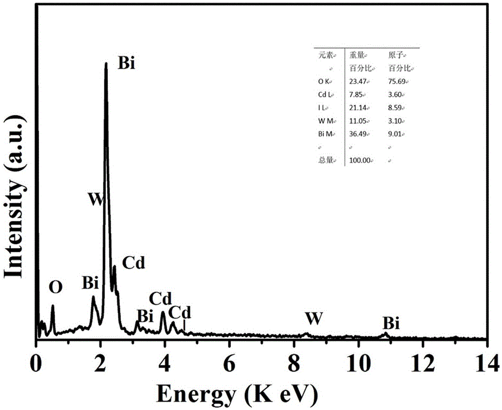 Method for preparing BiOI / CdWO4 heterojunction photocatalyst