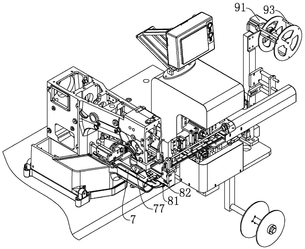 Material folding mechanism of bottom crotch attaching sewing machine