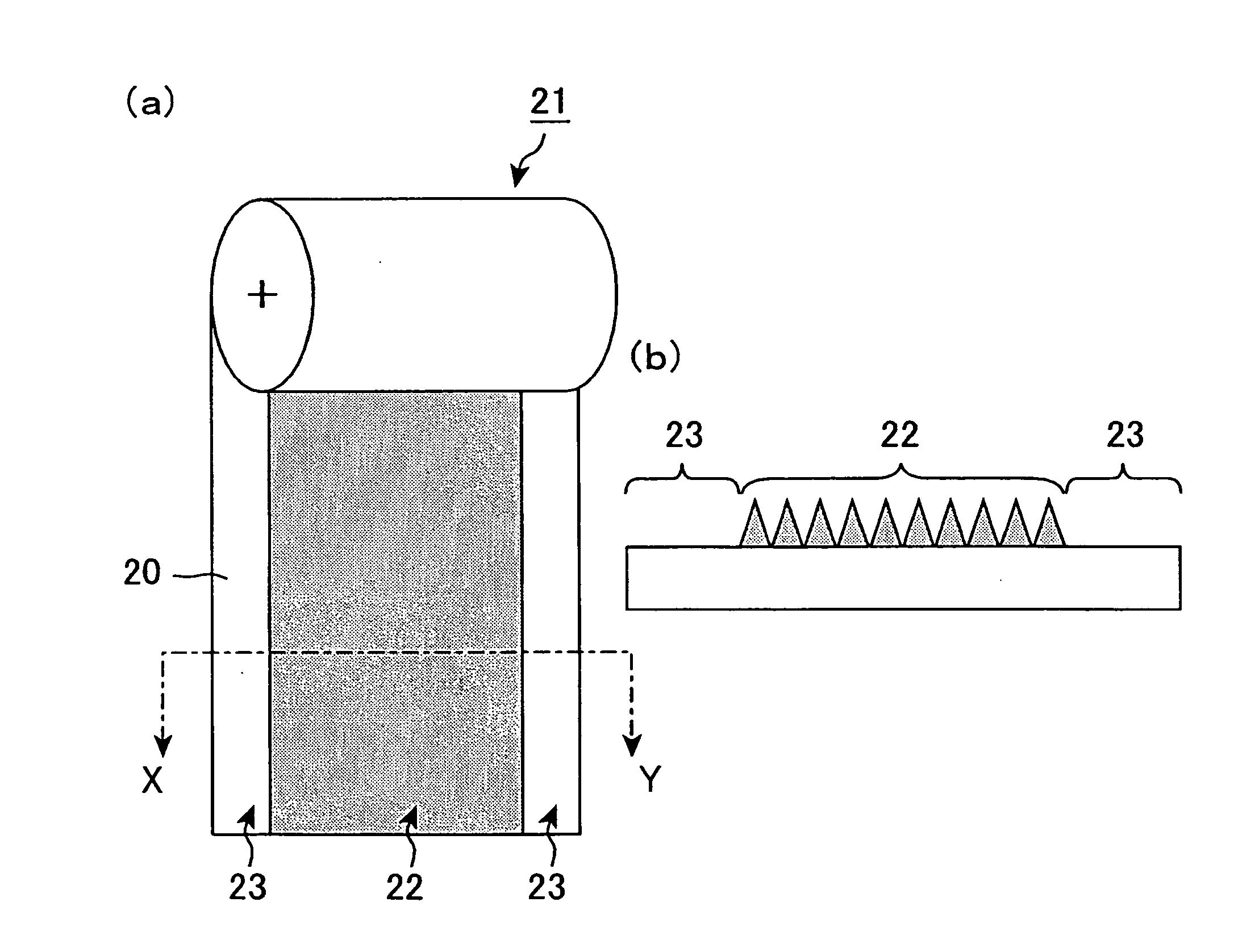 Optical element, roller type nanoprinting apparatus, and process for producing die roll
