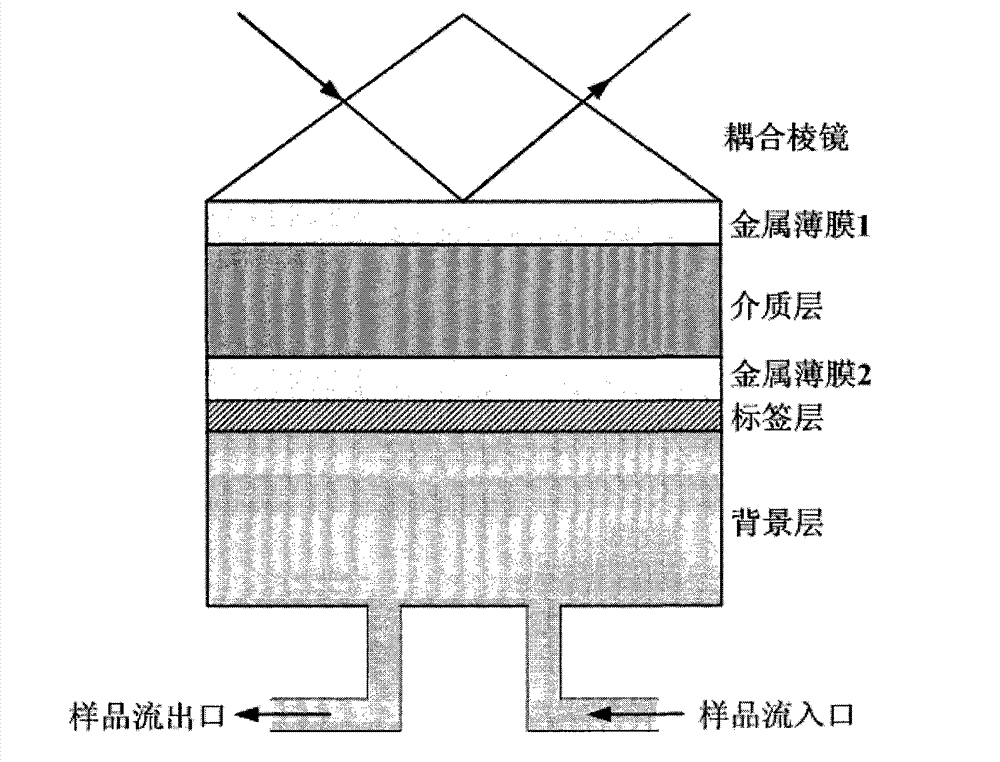 Detection method capable of reducing background influence based on waveguide coupling surface plasma resonance