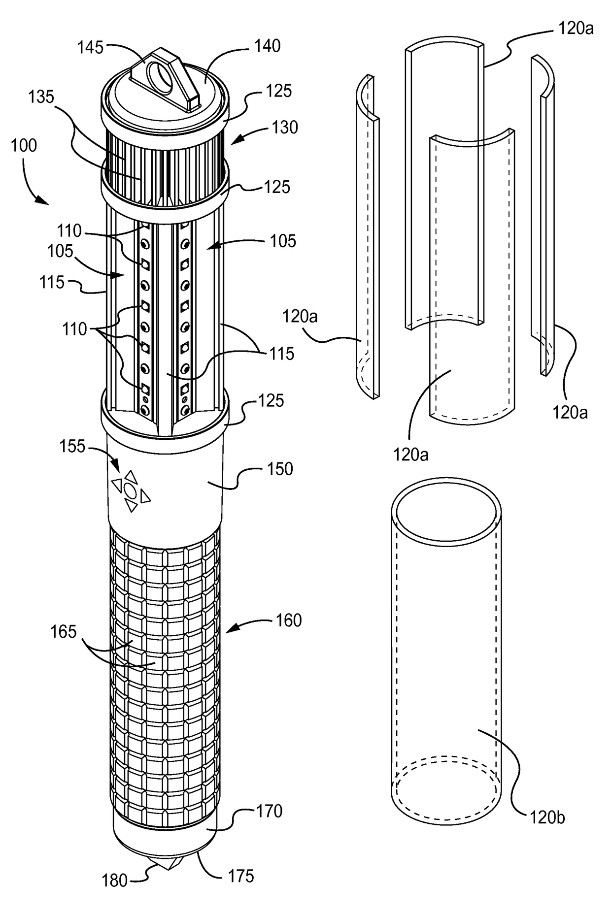 Multi-section portable electronic torch