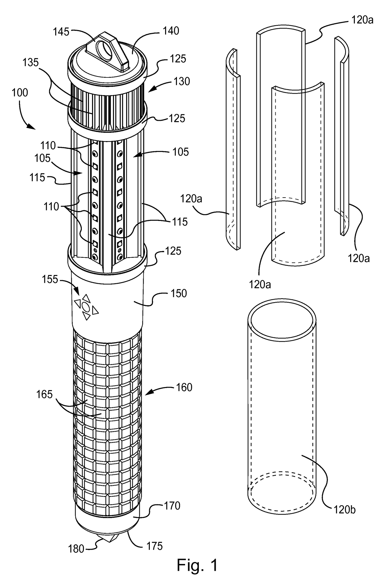 Multi-section portable electronic torch