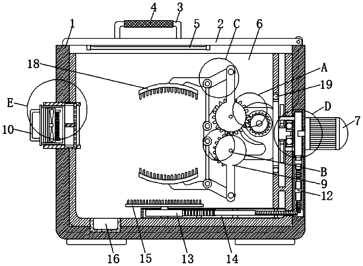 Cleaning device for short-haired plush toys based on power brushing combined with thermal energy drying