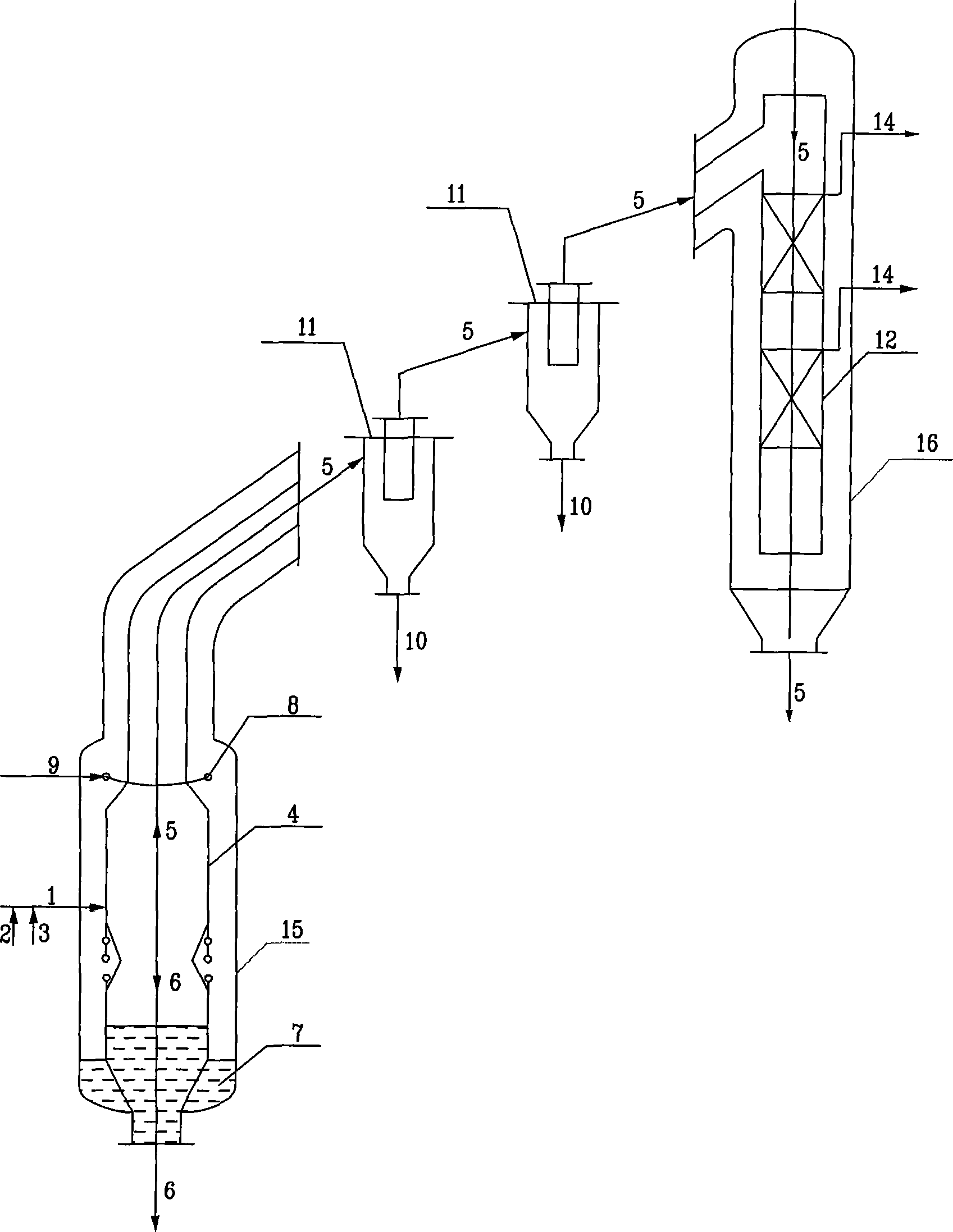 Gasification method of carbon-containing solid raw material and used reactor