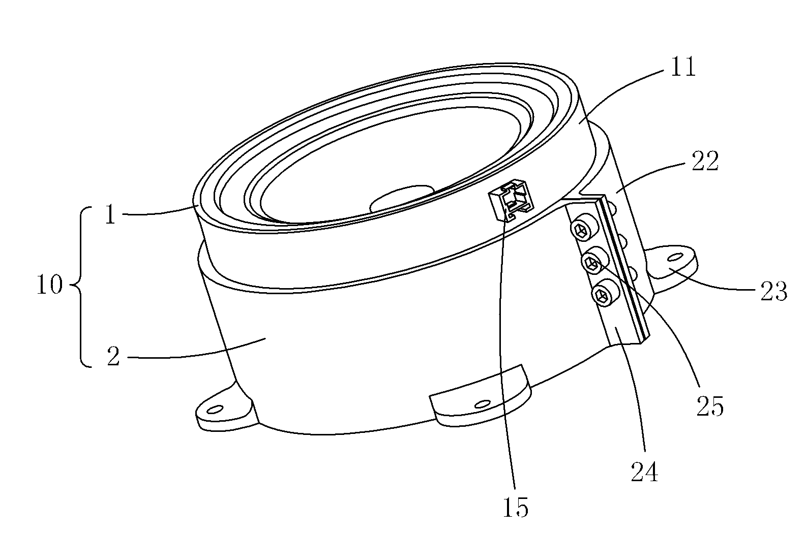 Speaker component with platformized basin stand