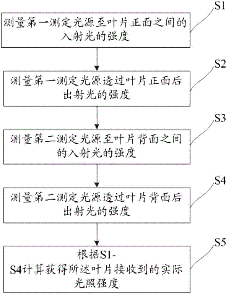 Method and device for accurately measuring light intensity of double-side lighting blade