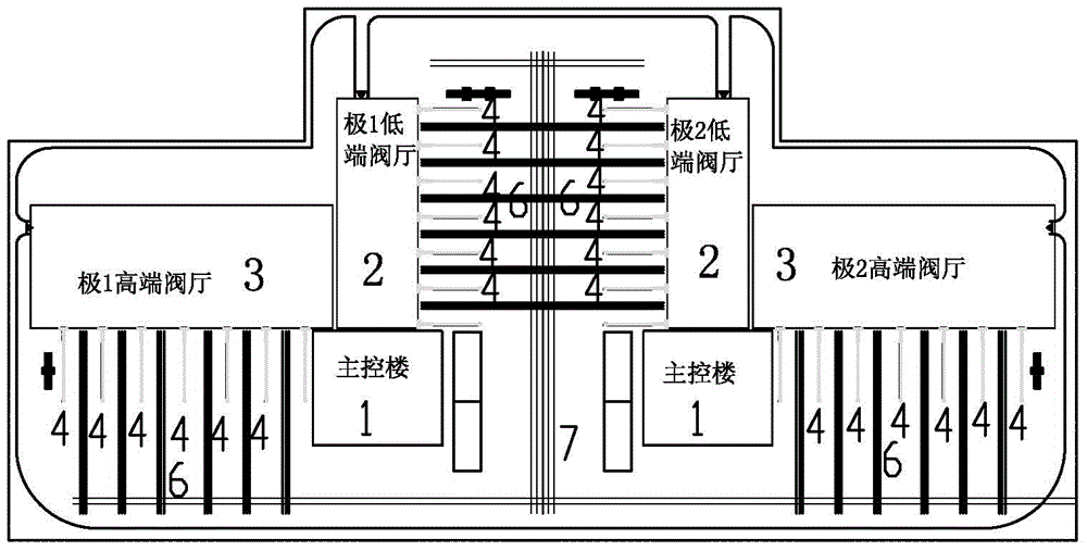 L-shaped distribution structure of valve hall converter transformer of extra-high-voltage direct-current converter station