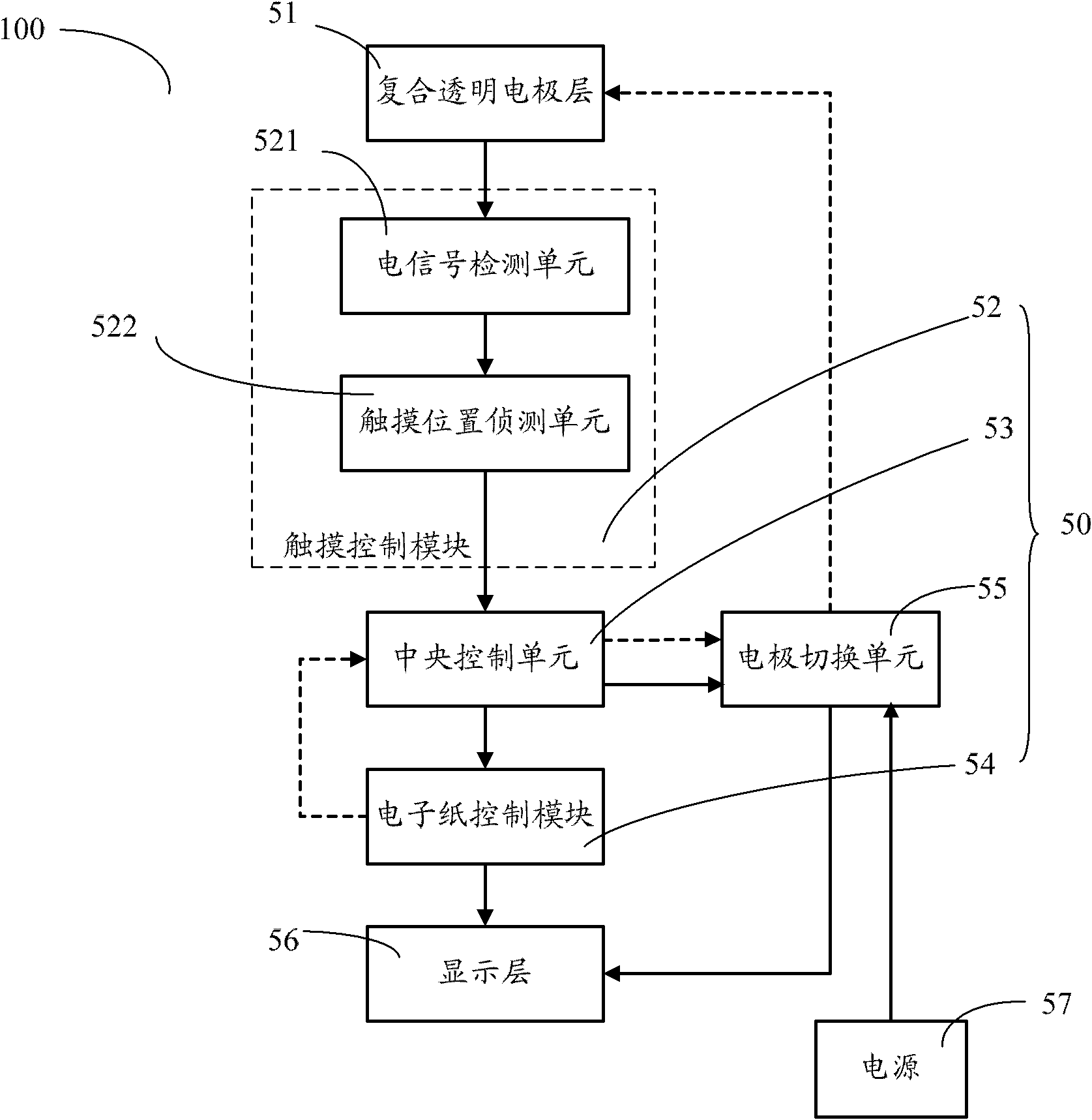 Electronic paper display device with touch function