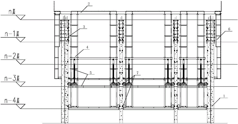 Construction method for cylindrical frame supporting type hydraulic-climbing integral steel platform formwork shear steel plate layer