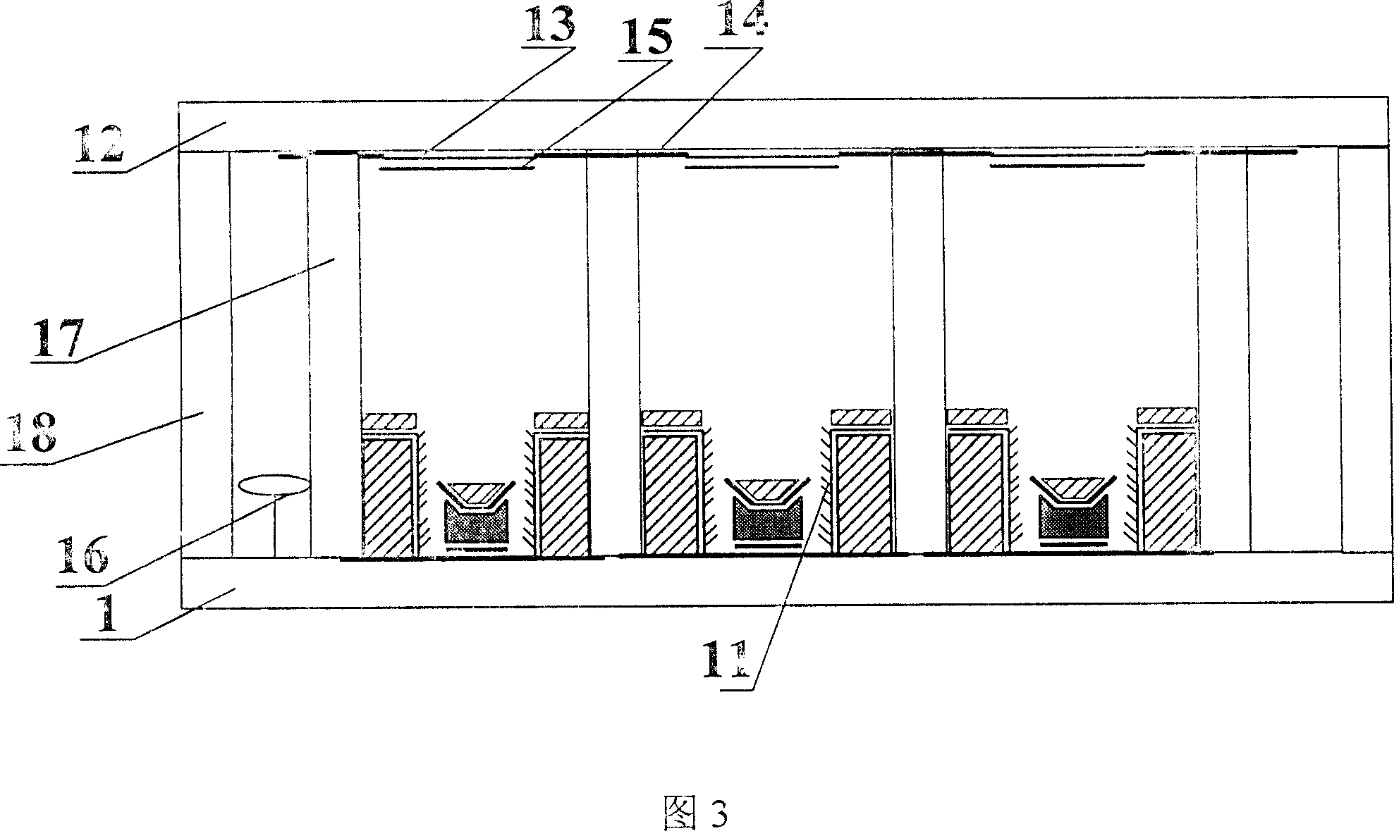 Flat-board display of round grid side-wall emitting structure and mfg. process