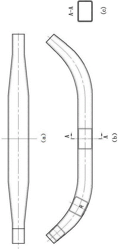 A thermal shrinkage forming method of a variable cross-section rectangular tube C-beam