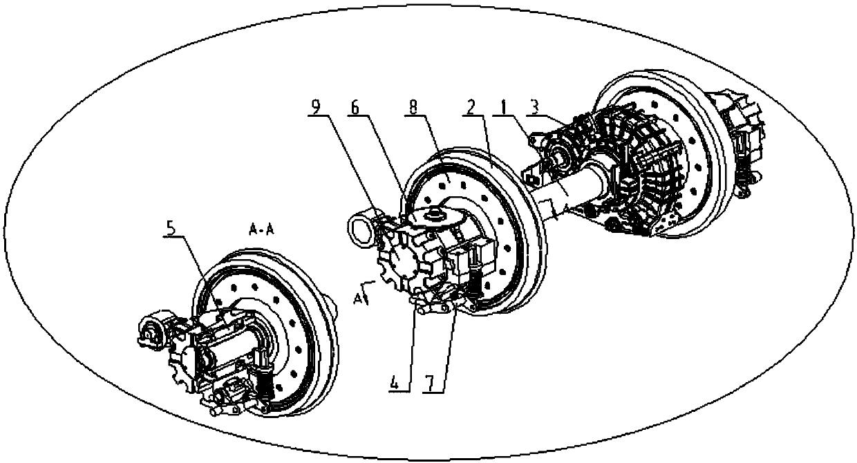 High-speed EMU power wheel pair axle box device for conversion between standard gauge and wide gauge