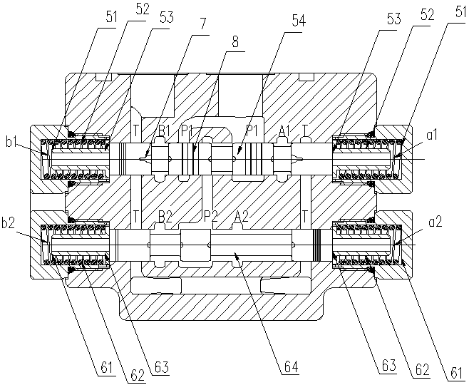 An integral multi-way valve for garbage compression control and its control method