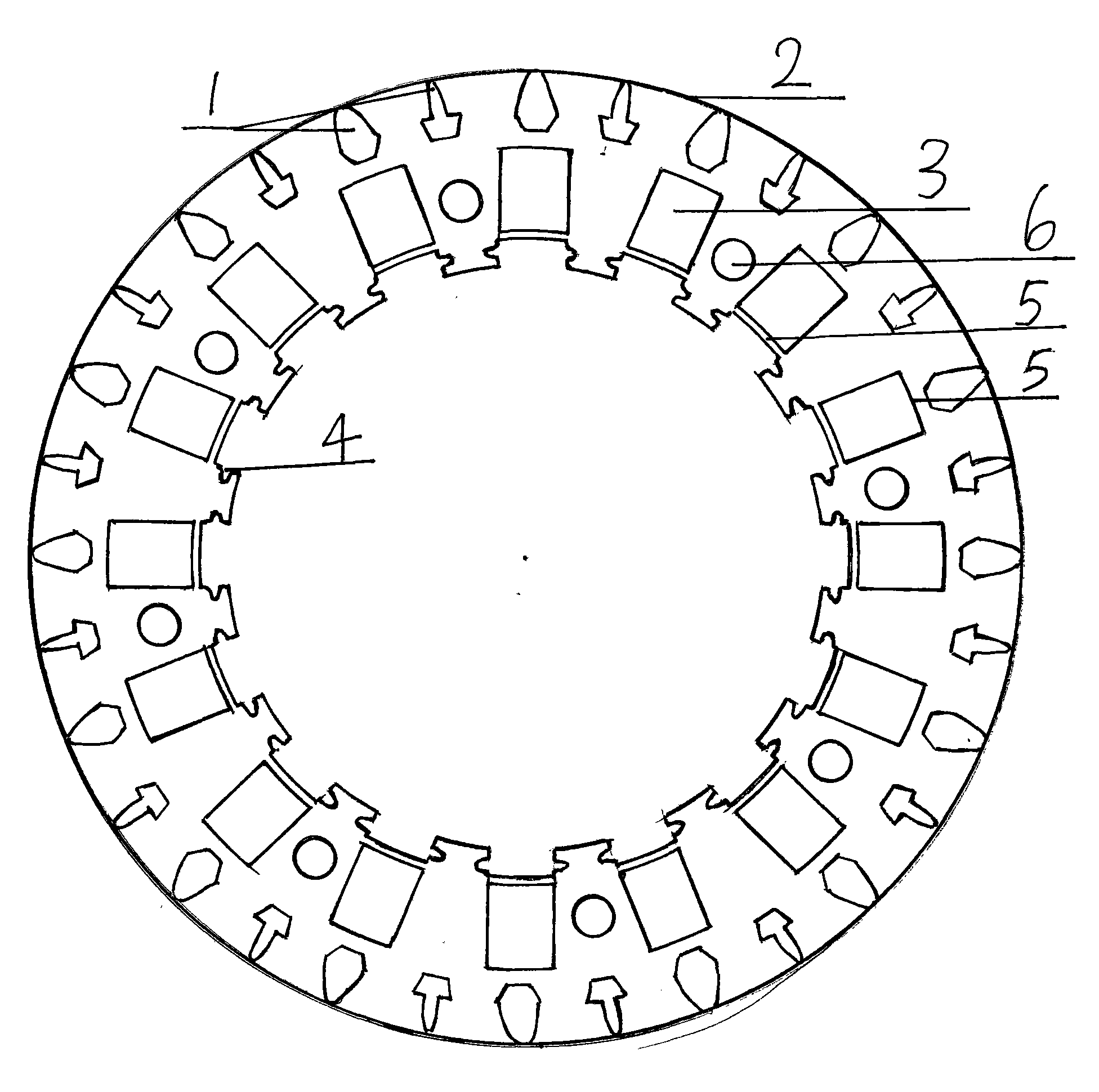 Rotor sheet of asynchronously-started PMSM (permanent magnet synchronous motor)