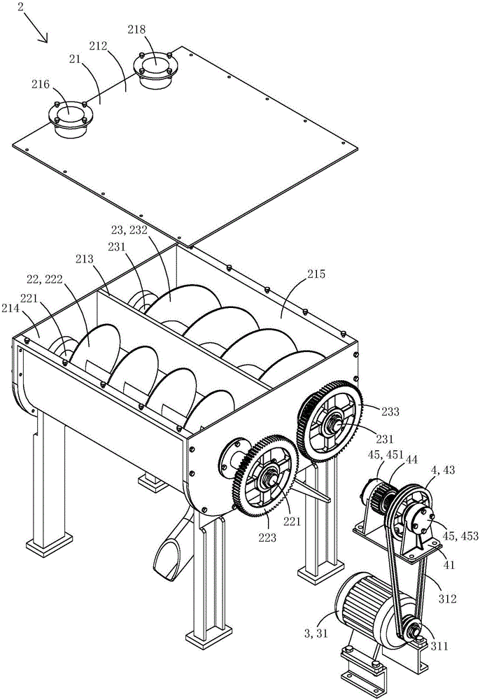 Self-discharging double-body barn provided with ventilating and heat-exchange systems