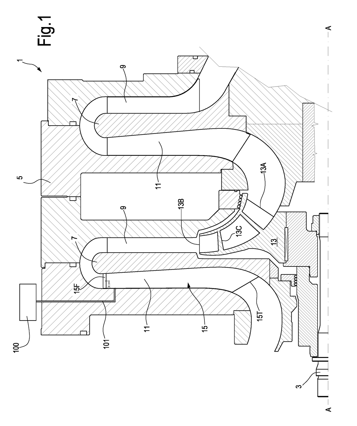 Measuring total pressure of a fluid in a turbomachine