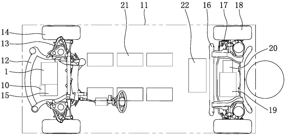 Hybrid four-wheel drive chassis structure