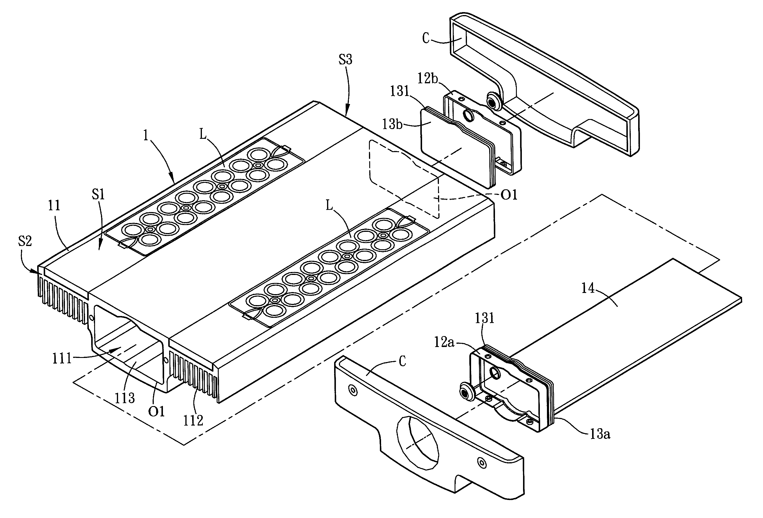 Waterproof apparatus for outdoor lighting with electronic device sealed in cavity of an aluminum extrusion