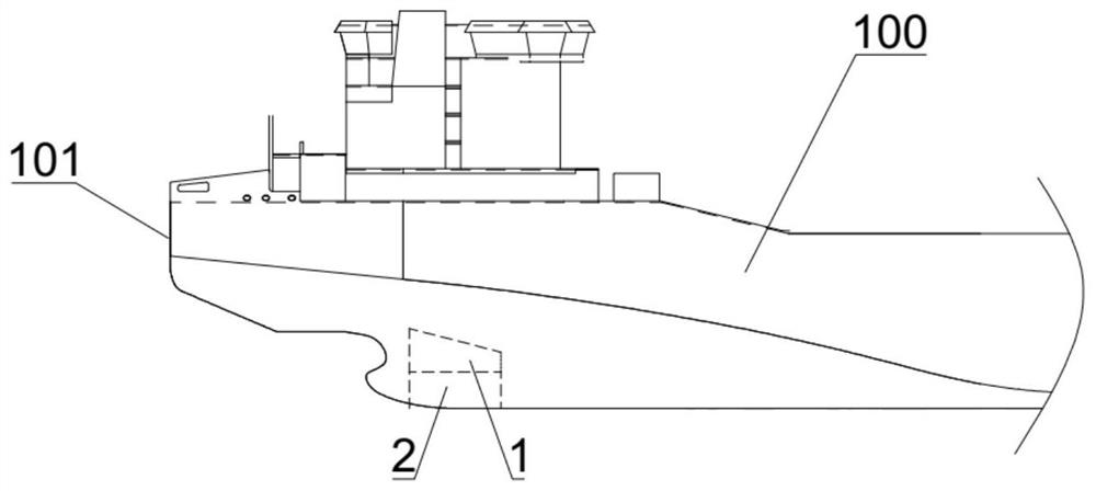 Root structure and construction method of double-bottom ice blade area of ​​polar ship