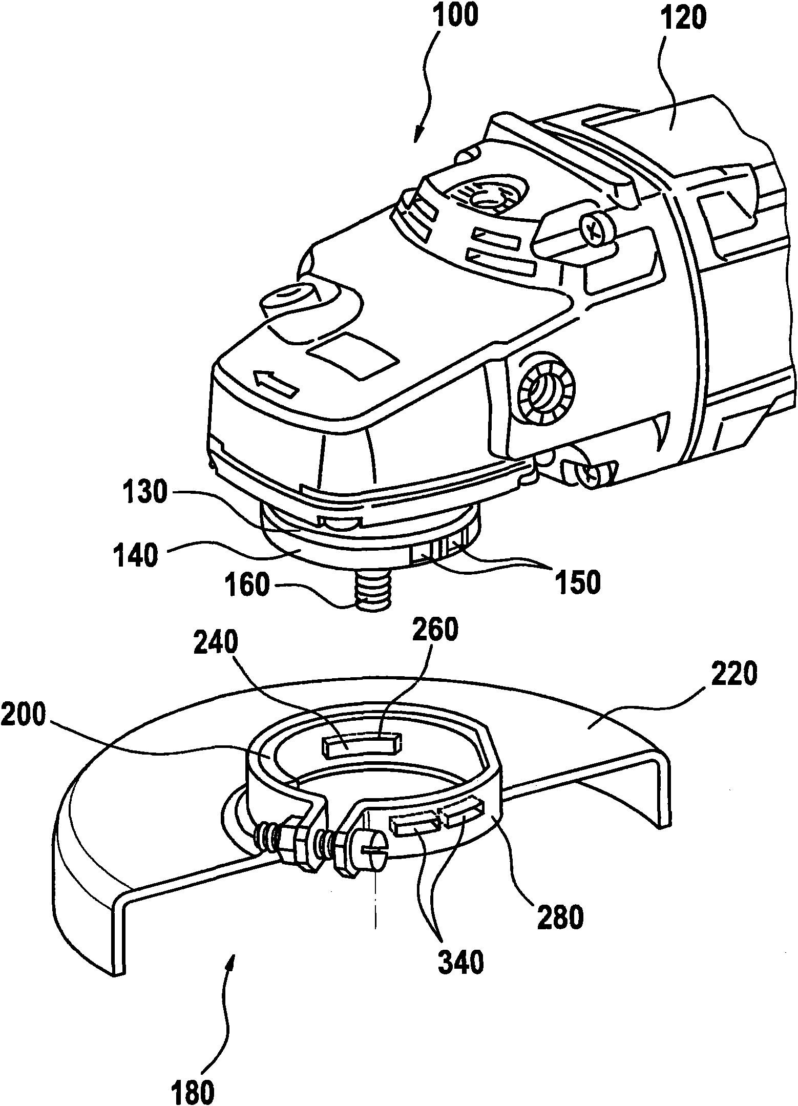 Hand machine tool with protective hood